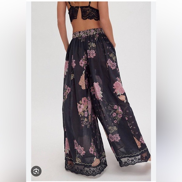 Free People Hey Lover Printed Lace Inset Sleep Pajama Pants XS - Picture 2 of 6